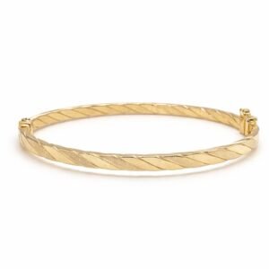 585 Gold Armreif 14K Gold Damen – Gedrehtes Design – 5,65g – 60x52 mm – Eleganter Gold Armreif mit Klappverschluss