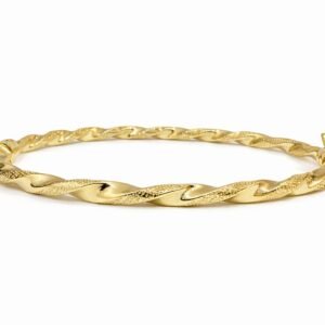 585 Gold Armreif Damen 14K – Gedrehtes Design – 6,08g – 60x52 mm – Echt Gold Armreif