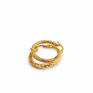 22K Gold Creolen – Diamantierte Ohrringe, ca. 3 g, Ø 21 mm