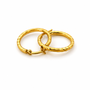 Gehämmerten Creolen aus 22 Karat Gold – 1,82 g – Ø 15,5 mm