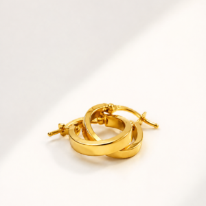 Breite Klappcreolen aus 22 Karat Gold – 1,58 g – Ø 10 mm