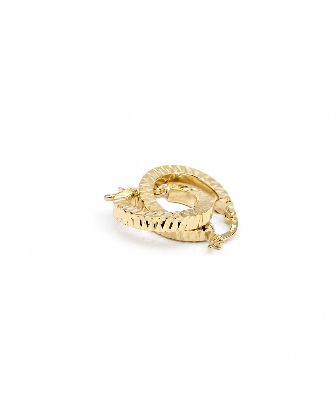 14K Gold Facetten-Creolen Ohrringe – 2,53 g
