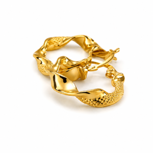 Gedrehte Wellen-Creolen aus 22 Karat Gold – 1,84 g – Ø 12 mm