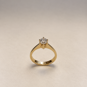 Solitärring aus 14 Karat Gold mit Zirkonia – 2,91 g – Ringgröße 55