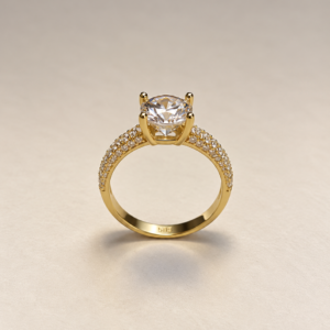 Solitärring aus 14 Karat Gold mit Zirkonia – 3,0 g – Ringgröße 57