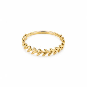 Lorbeerblatt-Ring aus 14 Karat Gold – 1,23 g – Ringgröße 55