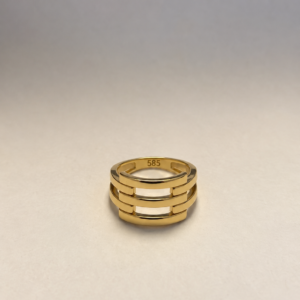 Dreireihiger Ring aus 14 Karat Gold – 3,16 g – Ringgröße 52