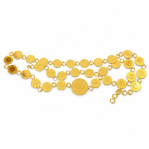 22 Karat Gold Reihengürtel mit 30 Çeyrek Altın & 1 Tam Altın – 95 cm – 80 g