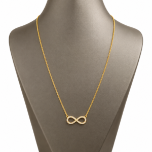 14 Karat Goldkette mit Infinity Anhänger und funkelnden Steinen – 2,78 g – 45 cm – 585 Gold
