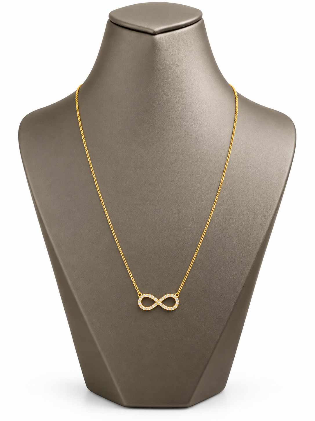 14 Karat Goldkette mit Infinity Anhänger und funkelnden Steinen – 2,78 g – 45 cm – 585 Gold