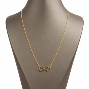 14 Karat Goldkette mit Infinity Anhänger und schwarzen Steinen – 2,69 g – 45 cm – 585 Gold