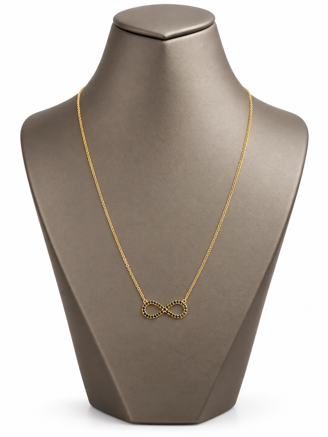 14 Karat Goldkette mit Infinity Anhänger und schwarzen Steinen – 2,69 g – 45 cm – 585 Gold