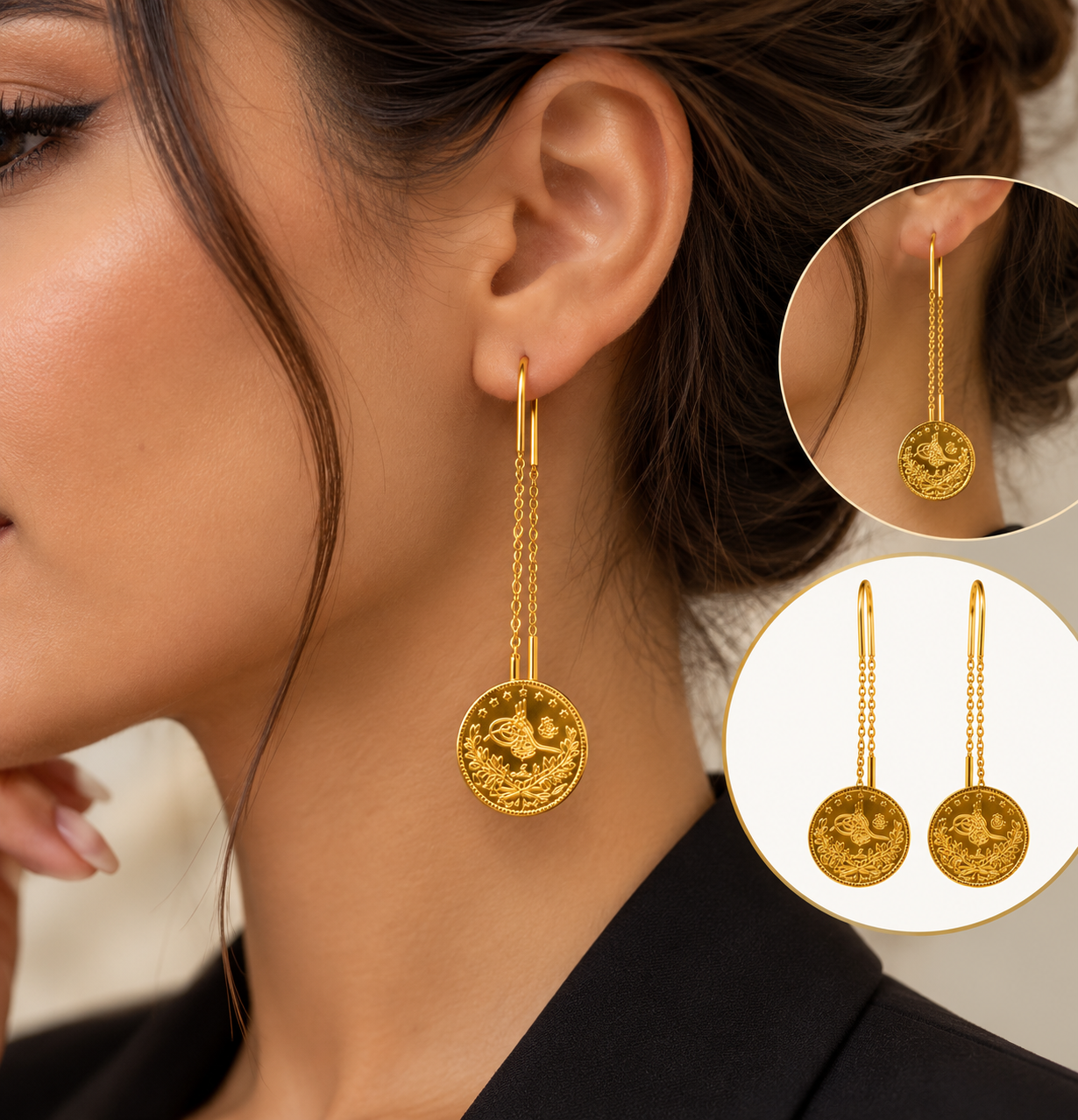 22 Karat Yarim Reşat Goldmünzen Ohrringe – 8,69 g | 916 Gold – Bild 2