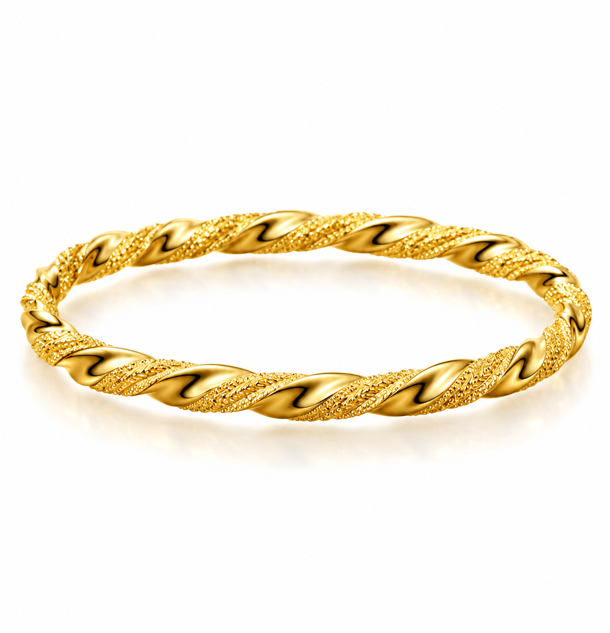 22 Karat Gold Armreif 4,18 Gramm – Gedrehtes Design – 60 mm – Größe 58