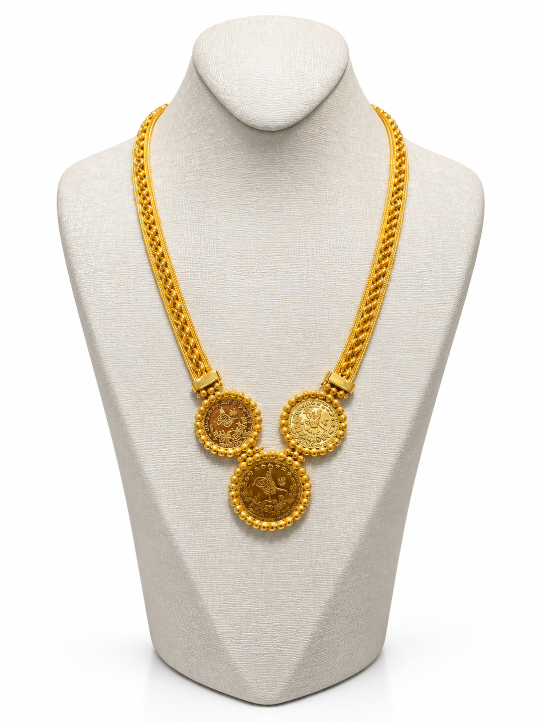 22 Karat Gold Halskette mit 3 Münzen – 50 cm | ca. 33,15 g