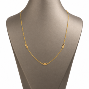 14 Karat Goldkette mit 3 Infinity-Symbolen – 2,55 g – 45 cm – 585 Gold