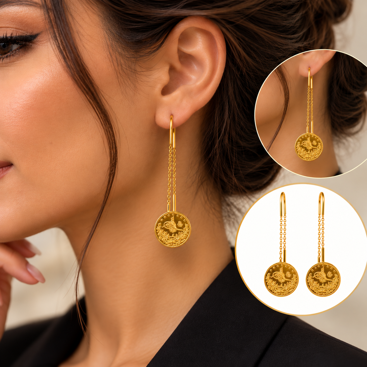 22 Karat Mini Reşat Goldmünzen Ohrringe – 2,93 g | 916 Gold – Bild 2